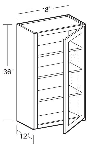 W1836PFGR - Nantucket Polar White - Wall 18"x36" - Single Door Prepped For Glass - Hinges On Right
