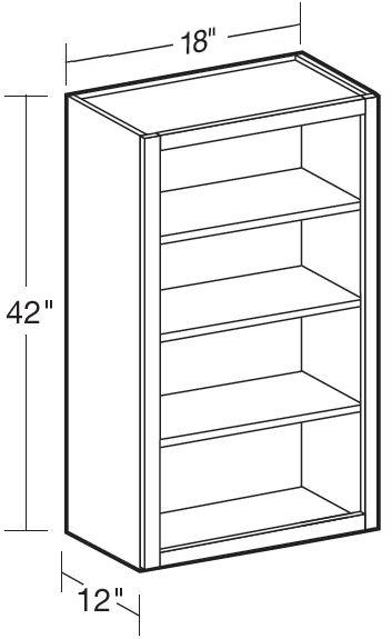 W1842ND - Manhattan High Gloss White - Wall 18"x42"-No Door - Interior Finished To Match Frame