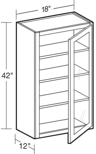 W1842PFGR - Fulton Mocha - Wall 18"x42" - Single Door Prepped For Glass - Hinges On Right