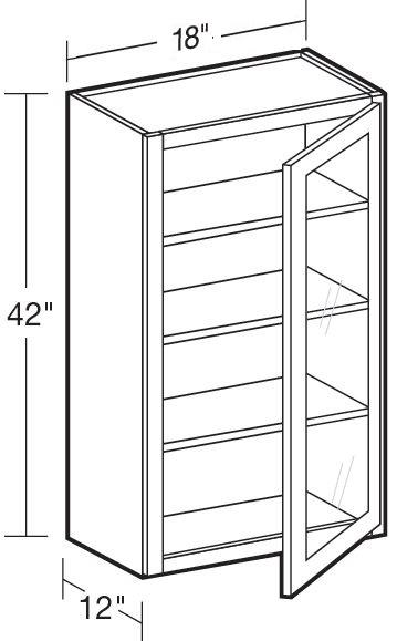W1842PFGR - Glasgow Mythic Blue - Wall 18"x42" - Single Door Prepped For Glass - Hinges On Right