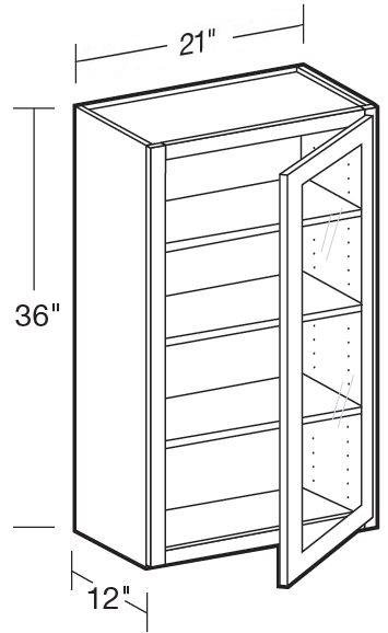 W2136PFGR - Nantucket Polar White - Wall 21"x36" - Single Door Prepped For Glass - Hinges On Right