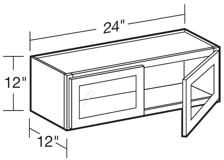 W2412PFG - Nantucket Polar White - Wall 24"x12" - Double Door Prepped For Glass