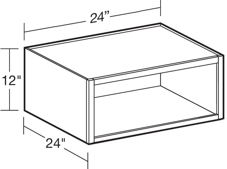 W242412ND - Manhattan High Gloss Metallic - Wall 24"x12"-No Door - Interior Finished To Match Frame