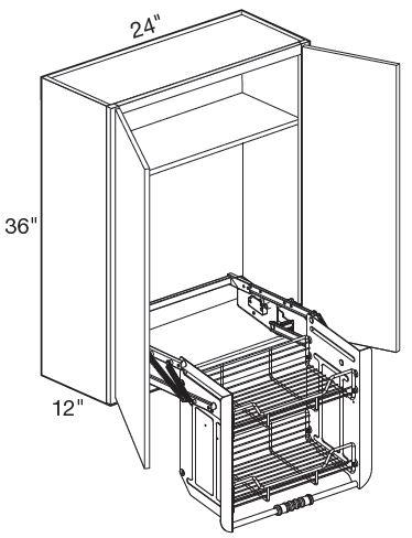 W2436-PDSCR - Manhattan High Gloss Metallic - Wall 24" x 36" Pull-Down Shelves Chrome - Double Door