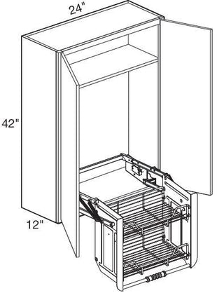 W2442-PDSCR - Glasgow Deep Onyx - Wall 24" x 42" Pull-Down Shelves Chrome - Double Door