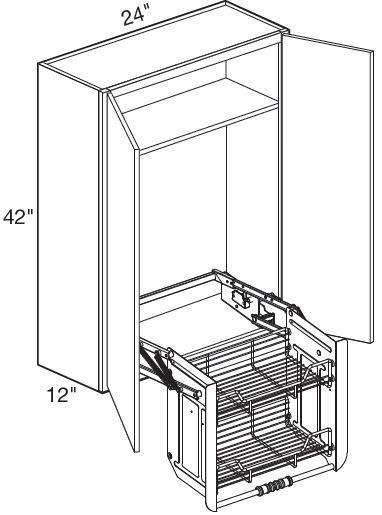 W2442-PDSCR - Glasgow Mythic Blue - Wall 24" x 42" Pull-Down Shelves Chrome - Double Door