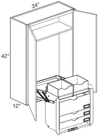 W2442-PDSFR - Glasgow Mythic Blue - Wall 24" x 42" Pull-Down Shelves Frosted - Double Door