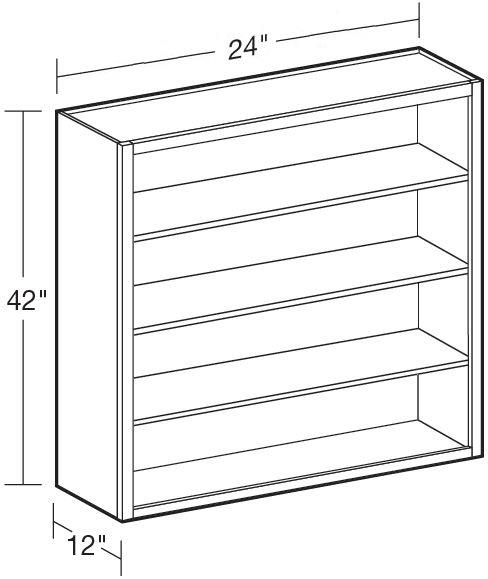 W2442ND - Manhattan High Gloss Metallic - Wall 24"x42"-No Door - Interior Finished To Match Frame