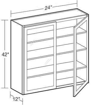 W2442PFG - Glasgow Polar White - Wall 24"x42" - Double Door Prepped For Glass