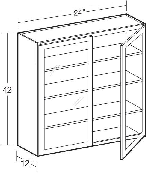 W2442PFG - Glasgow Polar White - Wall 24"x42" - Double Door Prepped For Glass