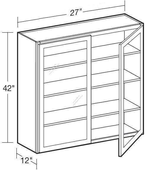 W2742PFG - Glasgow Polar White - Wall 27"x42" - Double Door Prepped For Glass