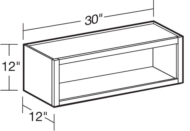 W3012ND - Manhattan High Gloss Metallic - Wall 30"x12"-No Door - Interior Finished To Match Frame