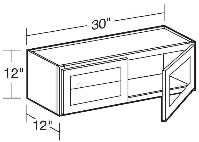 W3012PFG - Nantucket Polar White - Wall 30"x12" - Double Door Prepped For Glass