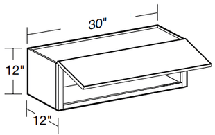 W3012UL - Manhattan High Gloss White - Wall 30" x 12" Uplift - Single Uplift Door