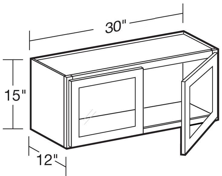 W3015PFG - Fulton Mocha - Wall 30"x15" - Double Door Prepped For Glass