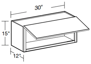 W3015UL - Manhattan High Gloss Metallic - Wall 30" x 15" Uplift - Single Uplift Door
