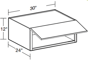 W302412UL - Manhattan High Gloss Metallic - Wall 30" x 24" x 12" Uplift - Single Uplift Door