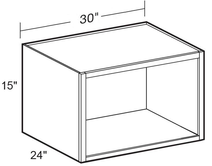W302415ND - Manhattan High Gloss Metallic - 30wx24dx15h Wall-No Door - Interior Finished To Match Frame