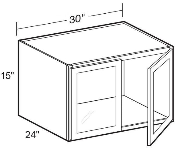 W302415PFG - Glasgow Pebble Gray - Wall 30wx24dx15h - Double Door Prepped For Glass