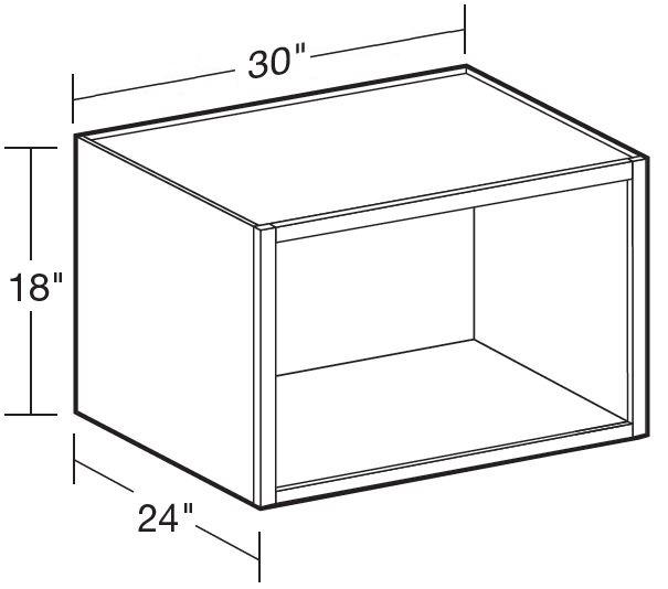 W302418ND - Manhattan High Gloss Metallic - 30wx24dx18h Wall-No Door - Interior Finished To Match Frame