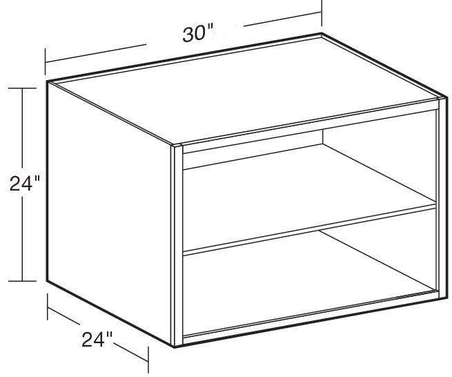 W302424ND - Manhattan High Gloss Metallic - 30wx24dx24h Wall-No Door - Interior Finished To Match Frame