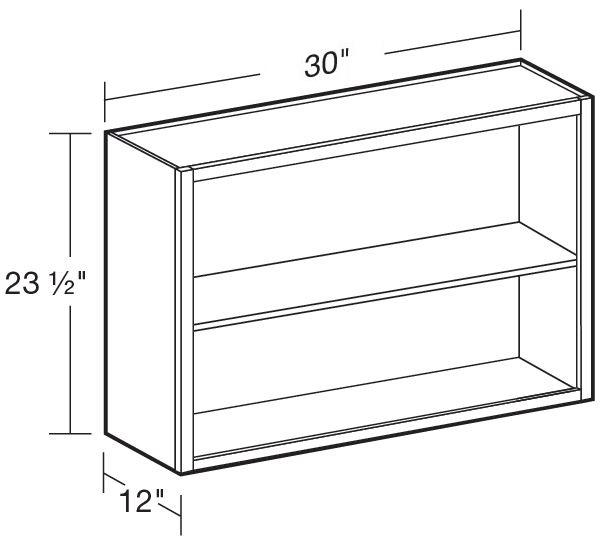 W3024ND - Manhattan High Gloss Metallic - Wall 30"x24"-No Door - Interior Finished To Match Frame