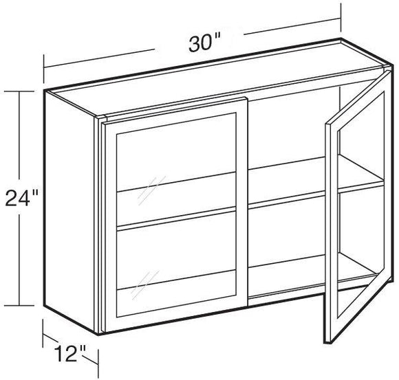 W3024PFG - Hawthorne Cinnamon - Wall 30"x24" - Double Door Prepped For Glass