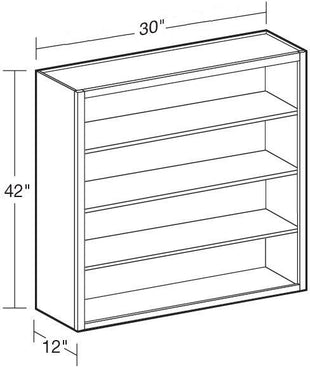 W3042ND - Tiverton Pebble Gray - Wall 30"x42"-No Door - Interior Finished To Match Frame