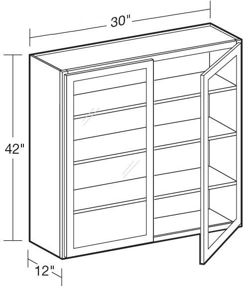 W3042PFG - Glasgow Mythic Blue - Wall 30"x42" - Double Door Prepped For Glass
