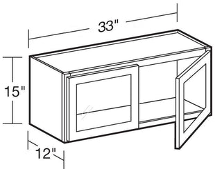 W3315PFG - Glasgow Pebble Gray - Wall 33"x15" - Double Door Prepped For Glass