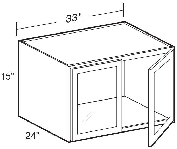 W332415PFG - Nantucket Polar White - Wall 33wx24dx15h - Double Door Prepped For Glass