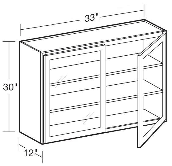 W3330PFG - Nantucket Polar White - Wall 33"x30" - Double Door Prepped For Glass