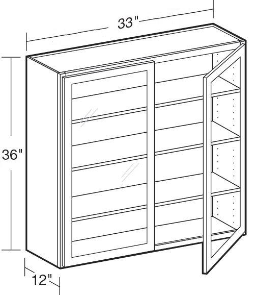W3336PFG - Glasgow Mythic Blue - Wall 33"x36" - Double Door Prepped For Glass