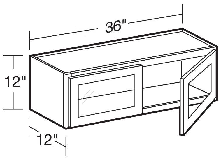 W3612PFG - Nantucket Polar White - Wall 36"x12" - Double Door Prepped For Glass