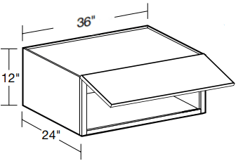 W362412UL - Manhattan High Gloss Metallic - Wall 36" x 24" x 12" Uplift - Single Uplift Door