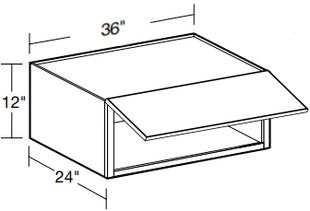 W362412UL - Manhattan High Gloss Metallic - Wall 36" x 24" x 12" Uplift - Single Uplift Door