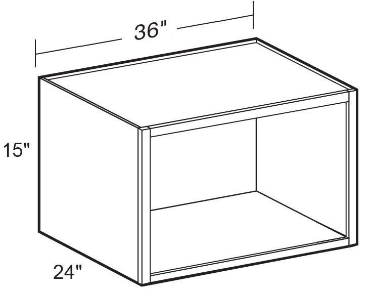 W362415ND - Manhattan High Gloss Metallic - 36wx24dx15h Wall-No Door - Interior Finished To Match Frame