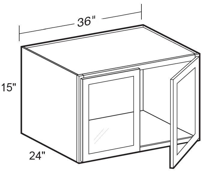 W362415PFG - Nantucket Polar White - Wall 36wx24dx15h - Double Door Prepped For Glass