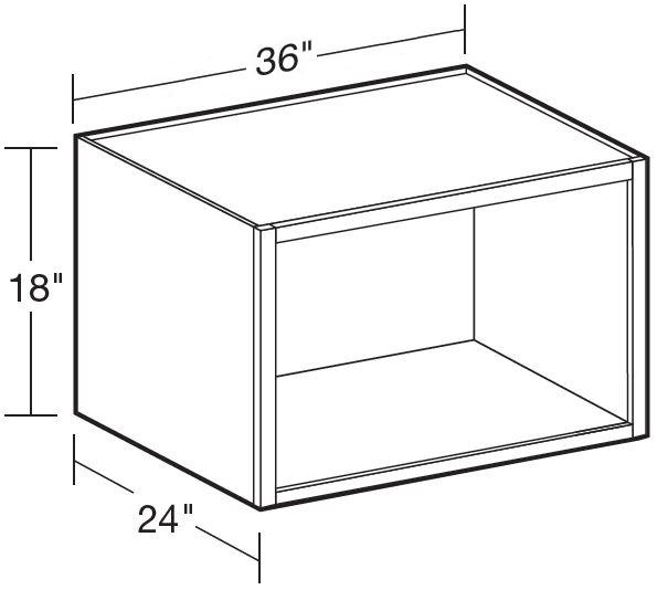 W362418ND - Manhattan High Gloss Metallic - 36wx24dx18h Wall-No Door - Interior Finished To Match Frame