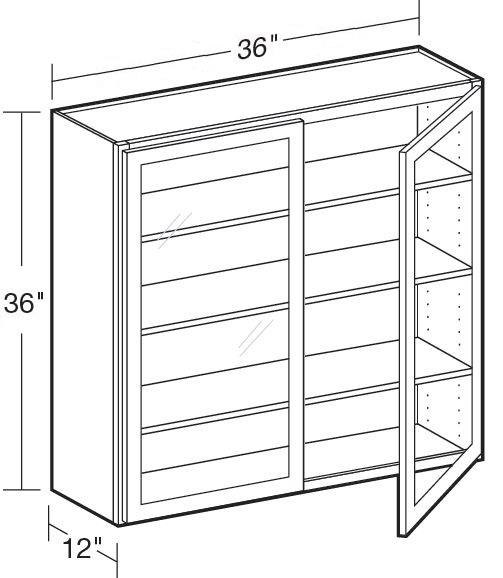 W3636PFG - Nantucket Polar White - Wall 36"x36" - Double Door Prepped For Glass