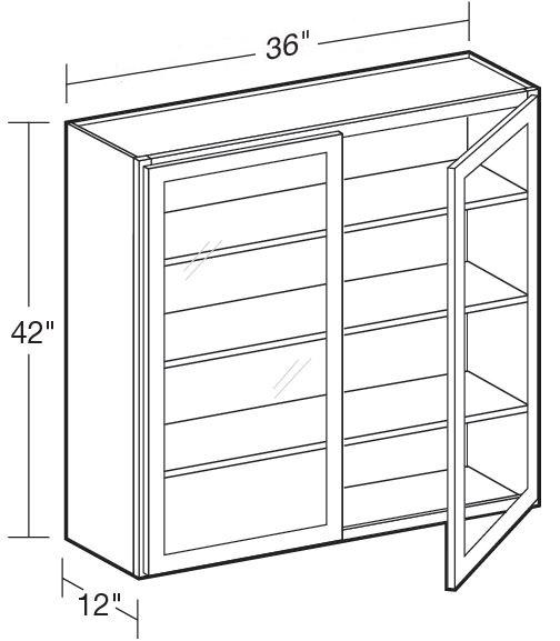 W3642PFG - Glasgow Polar White - Wall 36"x42" - Double Door Prepped For Glass