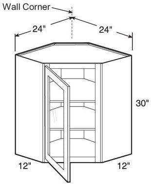 WA2430PFGL - Fulton Mocha - Wall Angle 24"x30" - Single Door Prepped For Glass - Hinges On Left