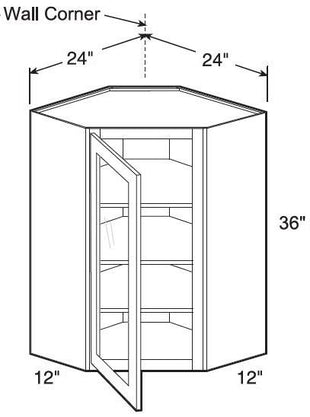 WA2436PFGL - Glasgow Deep Onyx - Wall Angle 24"x36" - Single Door Prepped For Glass - Hinges On Left