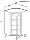 WA2436PFGR - Hawthorne Cinnamon - Wall Angle 24"x36" - Single Door Prepped For Glass - Hinges On Right
