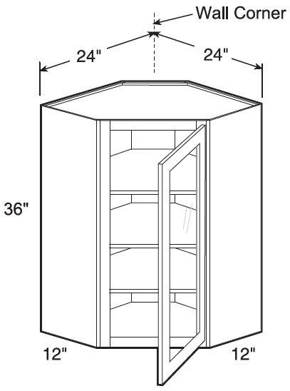 WA2436PFGR - Glasgow Polar White - Wall Angle 24"x36" - Single Door Prepped For Glass - Hinges On Right