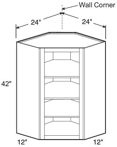 WA2442ND - Manhattan High Gloss Metallic - Wall Angle 24"x42"-No Door - Interior Finished To Match Frame