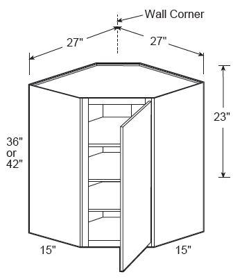WA271536L - Glasgow Mythic Blue - Wall Angle 27" x 36" x 15"D - Single Door - Hinges On Left