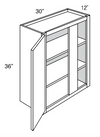 WBC30-3336U - Premium Smoke Gray Shaker - Blind Wall Cabinet - Single Door - 30-33W x 36"H x 12"D