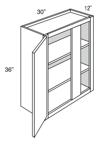 WBC30-3336U - Concord Pebble Gray - Blind Wall Cabinet - Single Door - 30-33W x 36"H x 12"D