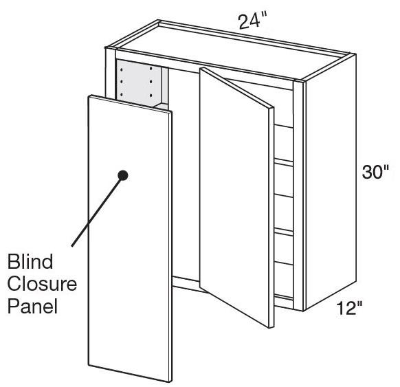 WBCU2730L - Nantucket Polar White - 27"x30" Universal Blind Corner - Single Door - Left Side Blind